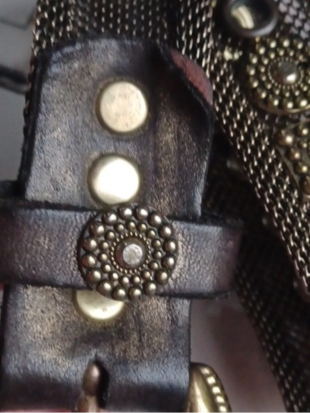 Men's Brown Leather & Antiqued Brass Buckle Belt